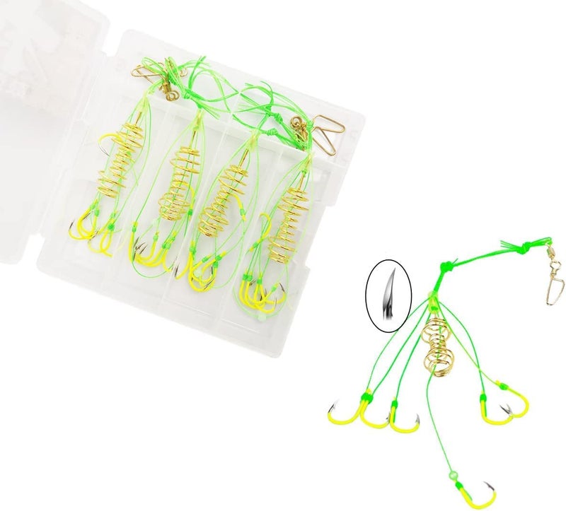 Milepetus Carp Fishing Baits Hook Lure Trap Luminous Hooks with Drum Type Spring Feeder and Glow Fishing Beads Coarse Fishing Tackle (10#) - Image 1